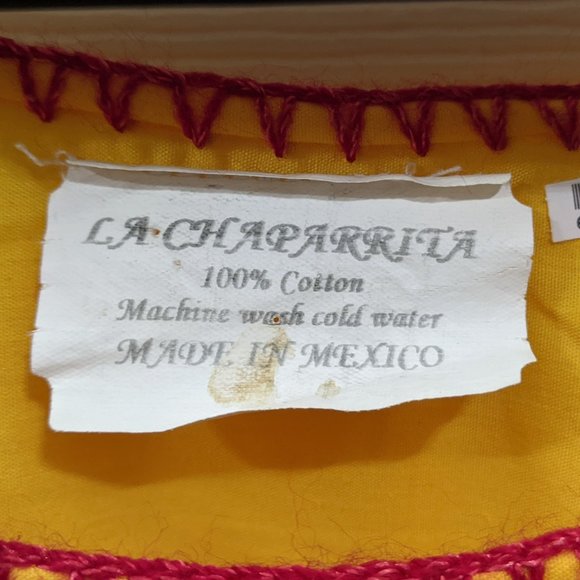 La Chaparrita Yellow Floral Embroidered Midi Puebla Dress - Picture 3 of 5